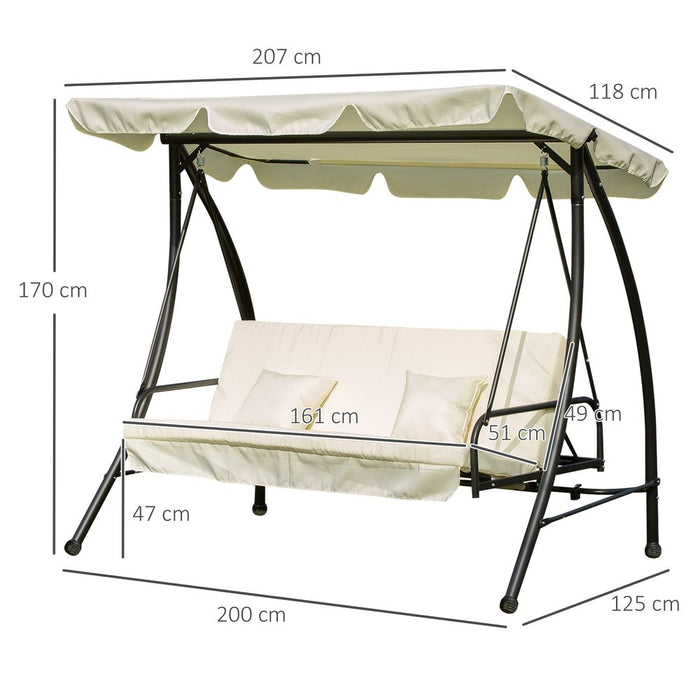 Outsunny 2-in-1 Swing Chair, Convertible Bed, Durable Steel Frame