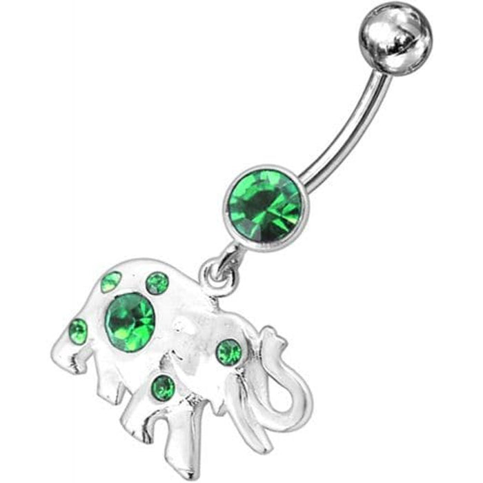 Jeweled Elephant Dangling Belly Ring