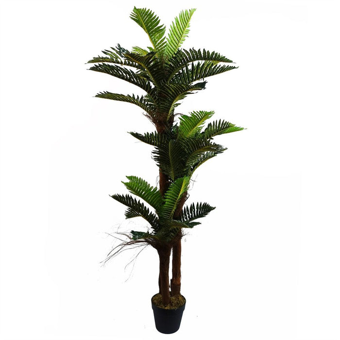 150cm Artificial Large Palm Tree - Natural Trunk - Authentic Look - Impressive Size - Wired Branches - Weighted Pot