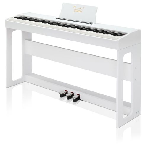 Glarry GDP-104 88 Keys Full Weighted Keyboards Digital Piano with Furniture Stand, Power Adapter, Triple Pedals, Headphone, for All Experience Levels White--Replace34914483