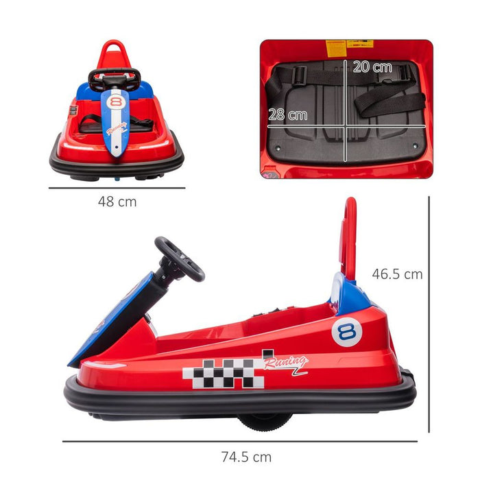 HOMCOM 6V Kids Bumper Car, 360-Degree Rotation Waltzer Car w/ 2 Speeds - Red