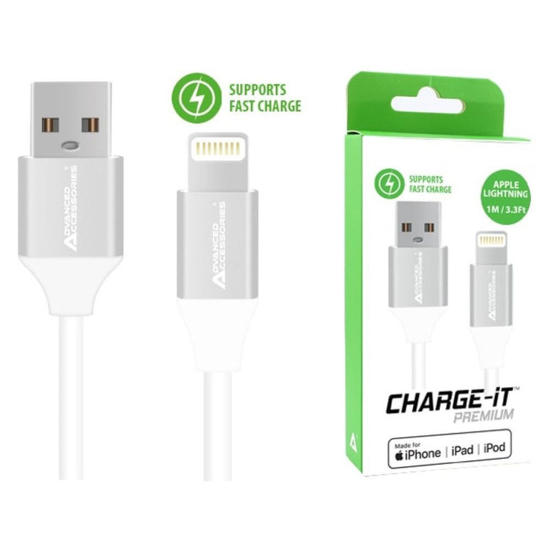 AA CHARGE-IT MFi Premium Lightning Cables - Fast Charge & Sync for Apple - 1m - White