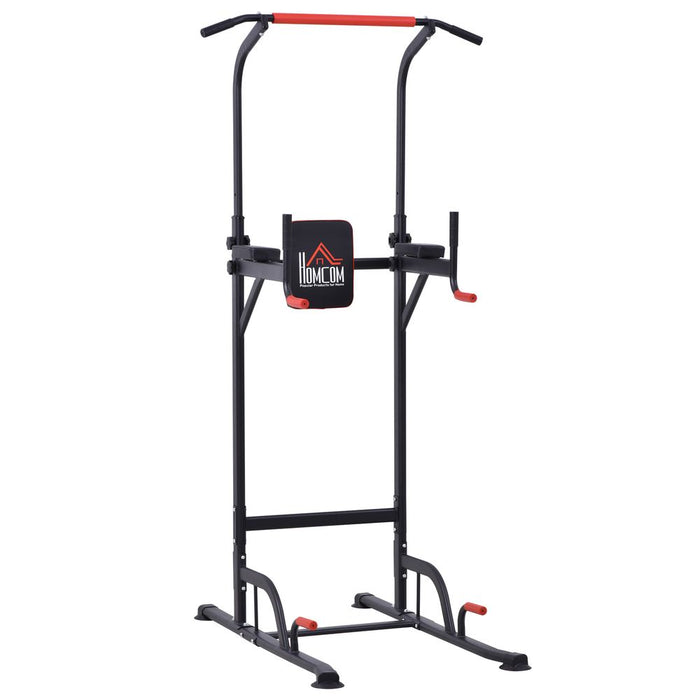 HOMCOM Power Tower Station with Dip Stand, Pull Up Bar Home Office Gym Training Workout Equipment