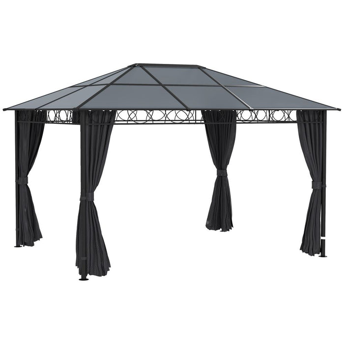 Outsunny 3 x 4m Hardtop Gazebo for Garden Party with Polycarbonate Curtains