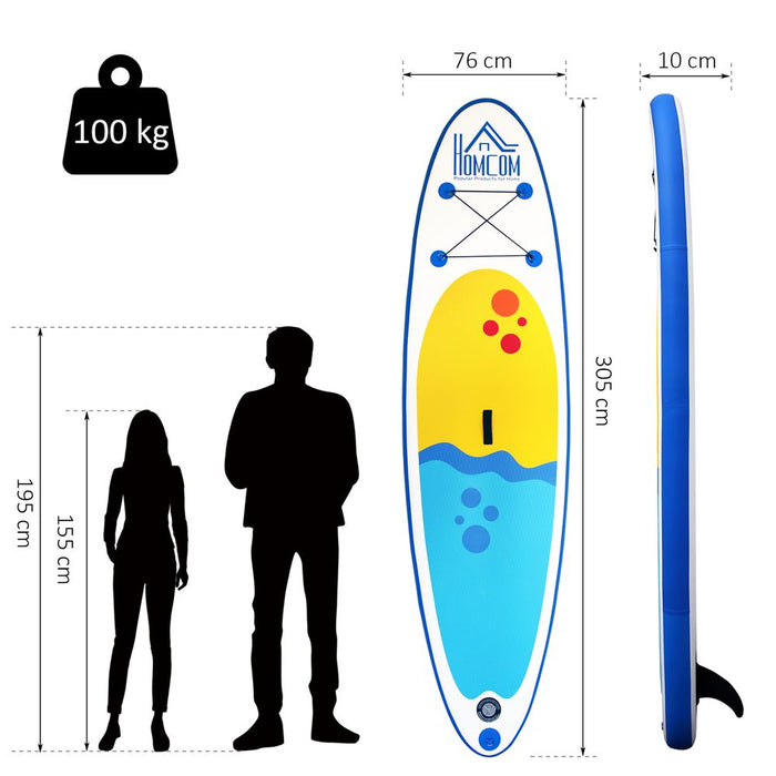 High-Quality Inflatable Surfing Board Set: 10ft, Paddle, Bag, Pump - HOMCOM