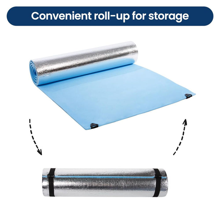 Premium Lightweight Camping Mat | Blue | Insulated with Aluminium Foil | 180cm x 50cm x 0.6cm | AS-61242