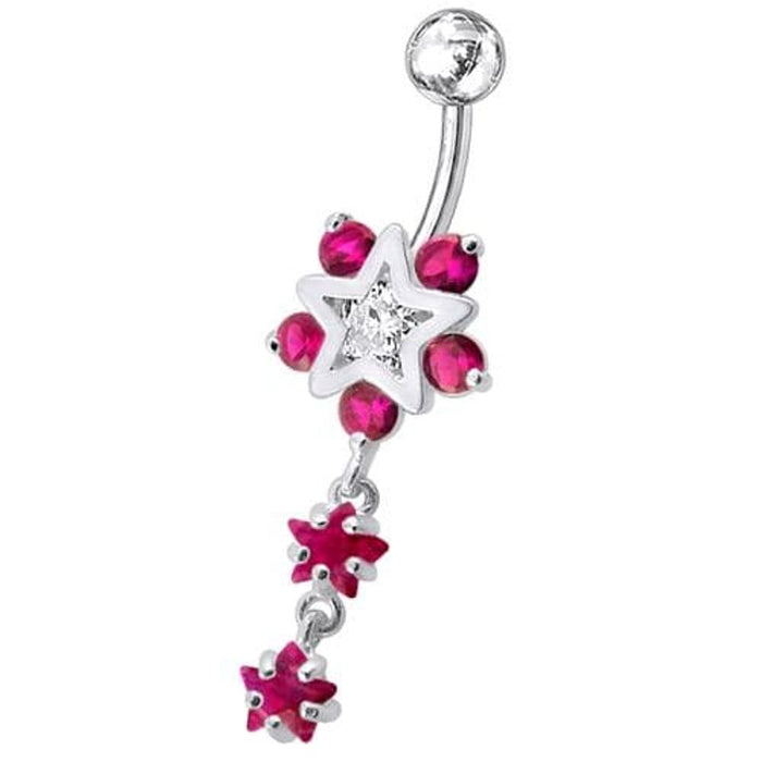 Fancy Jeweled Star Dangling Belly Ring