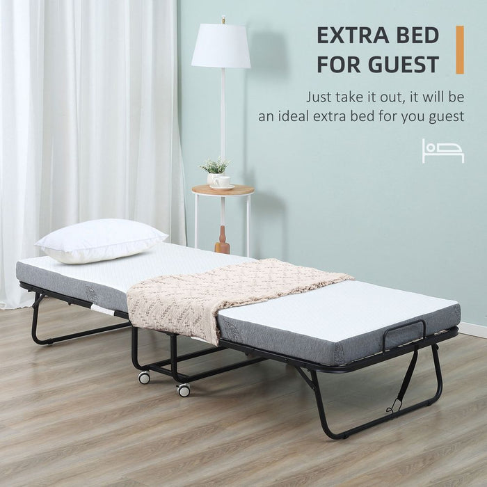 Folding Bed with Mattress, Portable Guest Bed - High Quality, Easy to Store and Move