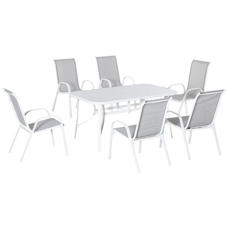 Premium 6 Seater Outdoor Dining Set | Rust-Resistant | Patio Furniture with Umbrella Hole