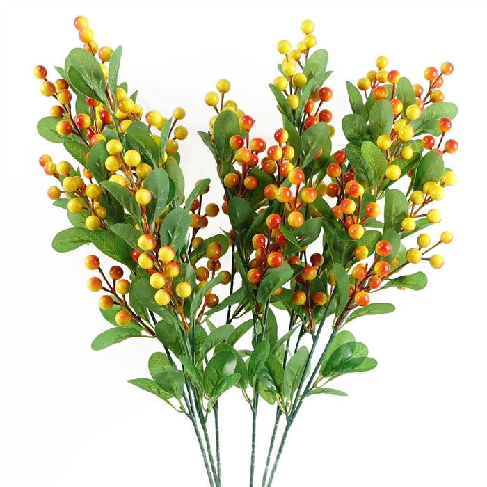 High-Quality Artificial Orange Berry Spray - Ideal for Decorations and Arrangements - 70cm Height