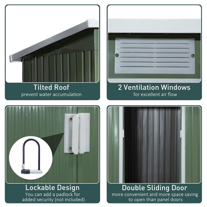 Garden Storage Shed - Durable, Sloped Roof, Outdoor Equipment Tool Storage - 213x130x173cm