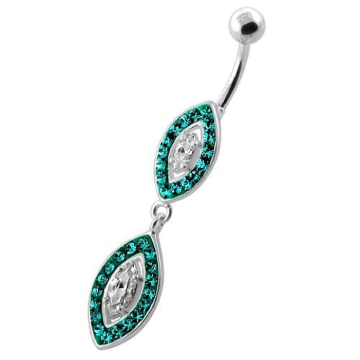 Multi Jeweled Twin Oval belly bar