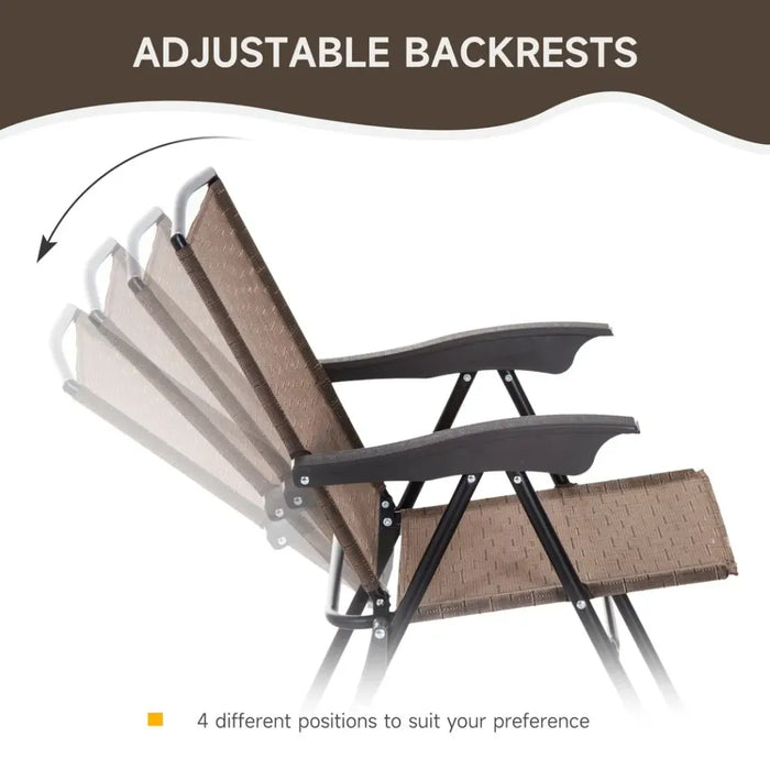 3 PCS Patio Furniture Bistro Set | Folding Chairs | Tempered Glass Table | Brown