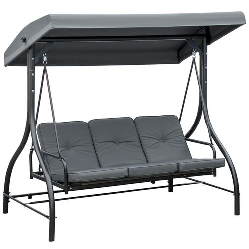3 Seater Canopy Swing Chair Porch Hammock Bed Rocking Bench Dark Grey