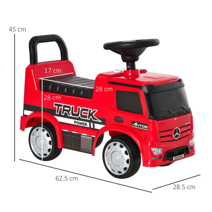 3-in-1 Ride On Car Kids Mercedes Truck Storage for 12 - 36 Months Red