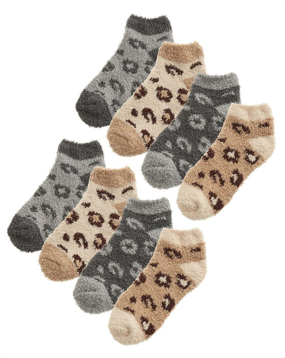 Ladies 8 Pack Trainer Animal Print Cosy Socks