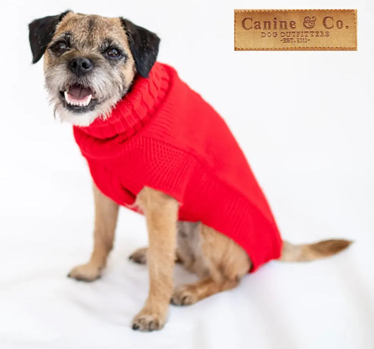 The Contemporary Red Jazz Dog Jumper - High Quality Cableknit Design