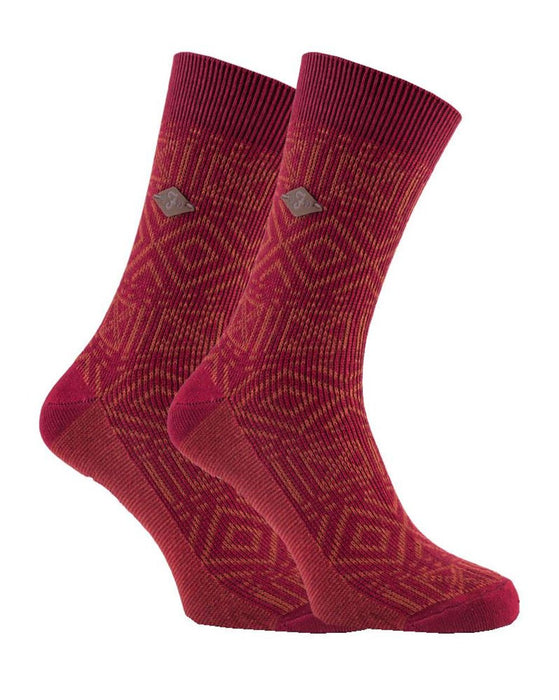 Men's Farah Vintage Aztec Pattern 2 Pack Dress Socks