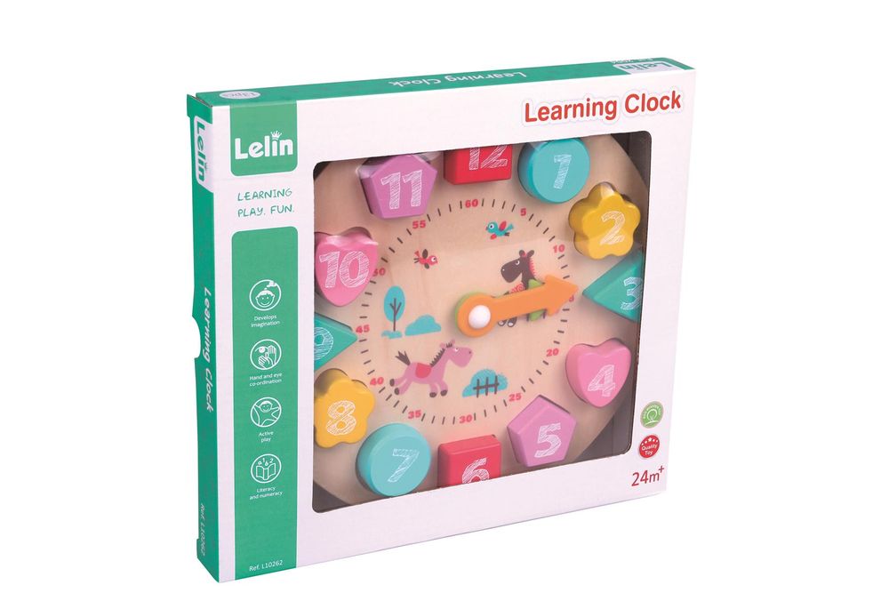 Lelin Learning Clock - Fun Educational Toy for Kids - Hand Eye Coordination & Time Telling - Safe and Colourful