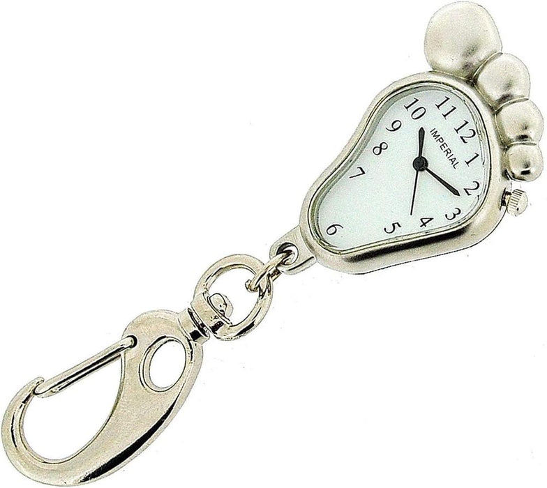 Imperial Key Chain Clock Big Foot Silver IMP707- CLEARANCE NEEDS RE-BATTERY