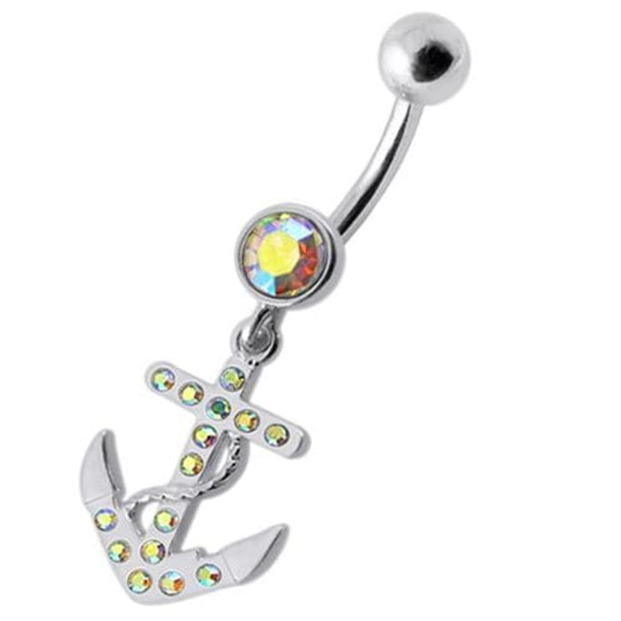 Fancy Jeweled Anchor Dangling Belly Ring