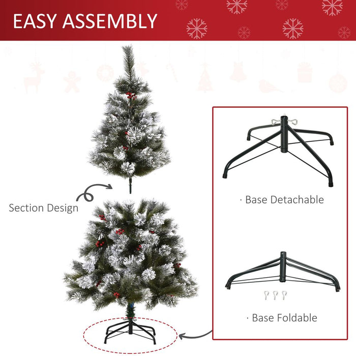 Premium 5ft Indoor Artificial Christmas Tree | Metal Stand | 184 Tips | Berry Xmas Decoration