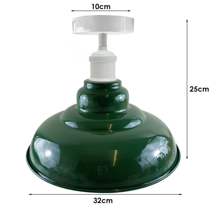 Industrial Style Ceiling Light - Metal Flush Mount Bowl Shade - Indoor Lighting - High Quality - Multiple Colors - E27 Bulb Compatible