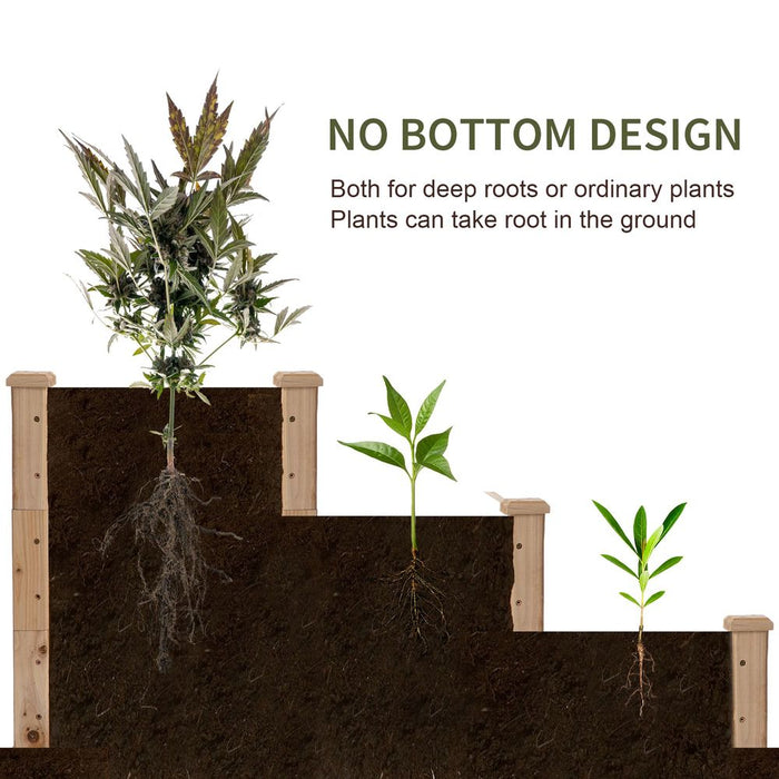 Premium Wooden 3-Tier Raised Bed Planter Kit | 124x124x56cm