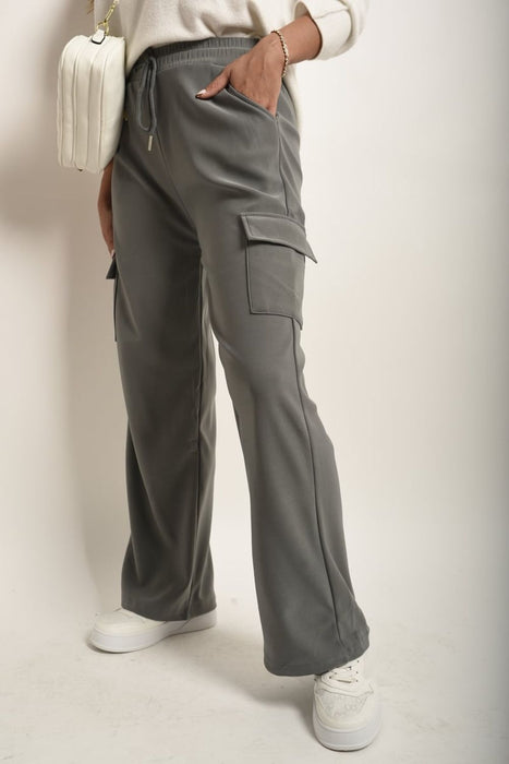 Stylish Wide Leg Trouser with Drawstring Waist & Flap Pockets