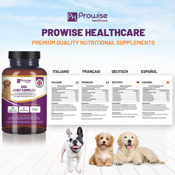 Dog Joint Support 150 Chicken Chewable Tablets 5 Months Supply | UK Made by Prowise