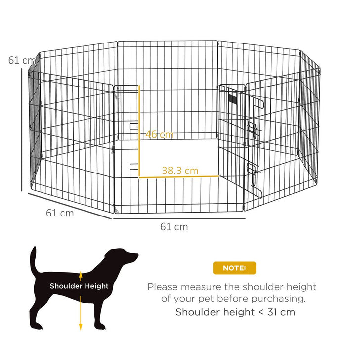 PawHut 24" Pet Dog Playpen, 8-Panel Metal Fence, Safe & Secure Space