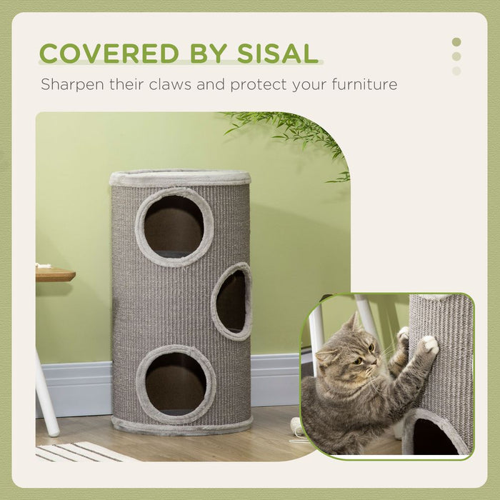 Premium Cat Barrel Kitten Tree Tower - Sisal-Covered, Cozy Platform - Ideal for Indoor Cats