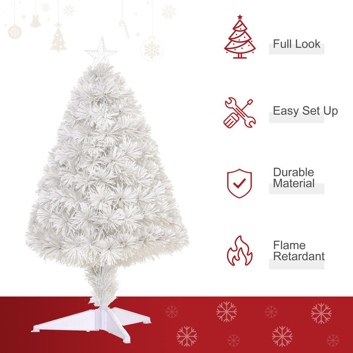 2.5FT Prelit Artificial Tabletop Christmas Tree with Fibre Table and Desk White