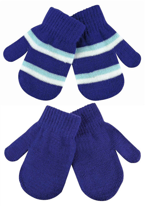 Cozy Baby Mittens - Unisex, 12-24 Months, 2 Pack, Soft & Warm, Blue, Pink, Red, Machine Washable