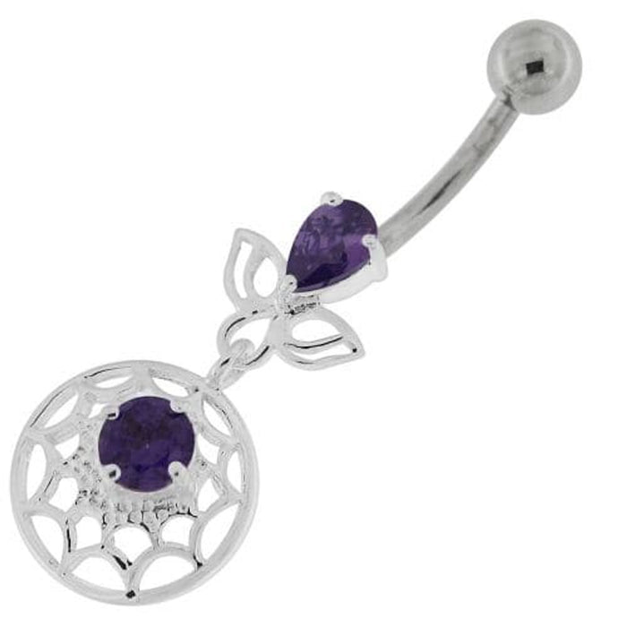 Jeweled Spider Web Dangling Navel Belly Ring