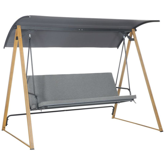 Premium Outsunny 3 Seater Garden Swing Bench: Adjustable Canopy, Cushioned Seat, Strong Steel Frame