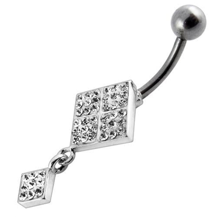 Silver Fancy Dangling Banana bar Navel Belly Ring