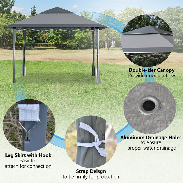 Premium Dark Grey Pop-Up Gazebo: Double Roof, Steel Frame, Roller Bag - Ideal for Outdoor Parties!