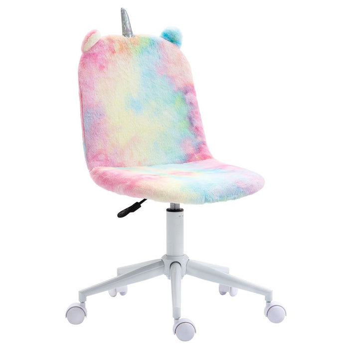 Premium Fluffy Unicorn Office Chair: Swivel Wheel, Cute Desk Chair, Rainbow; High-Quality, Comfortable, Fun Design