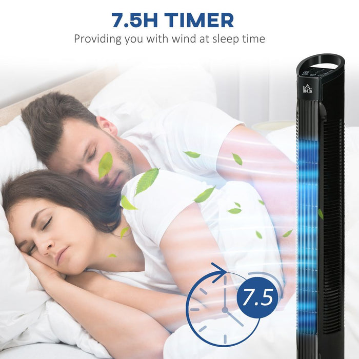 Tower Fan, 3 Speed 3 Mode, Timer, Oscillation, Controller – Black, 9 Setting. Stay cool and comfortable.