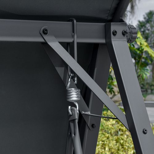 2 Seater Garden Swing Chair Swing Bench w/ Adjustable Canopy, Grey