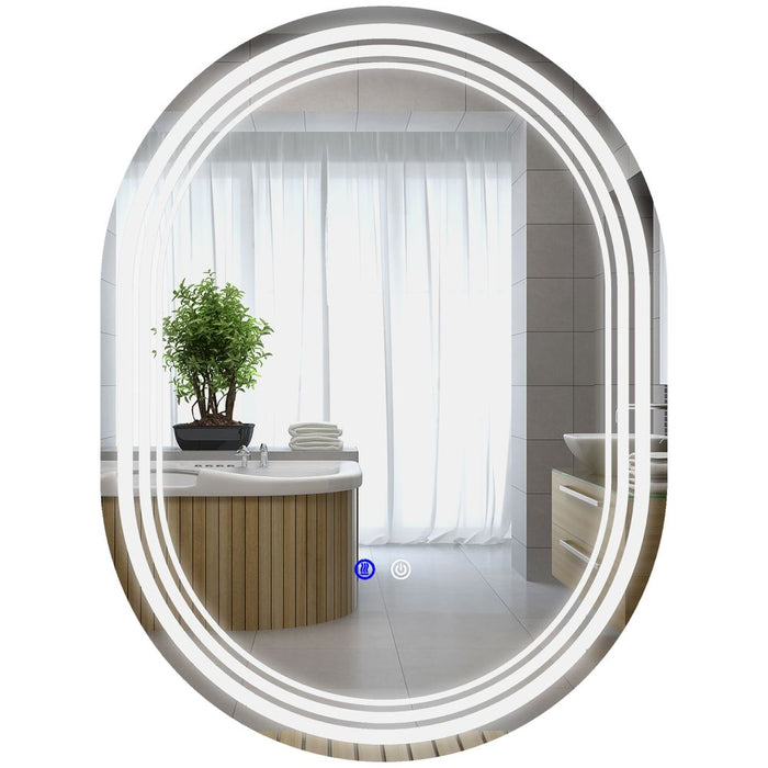 kleankin Bathroom Mirror with LED Lights, 3 Colours, Anti-fog, 70 x 50cm