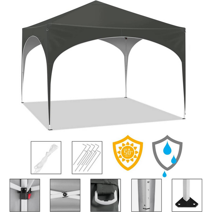 Party Tent | Waterproof and Sunproof Gazebo | Grey Pagoda Tent 3x3 m