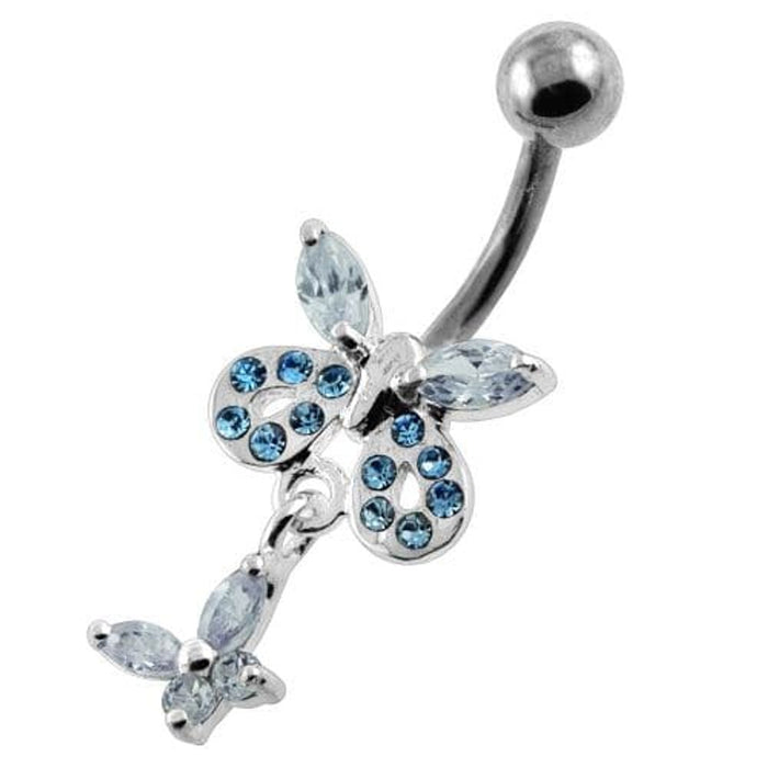 Jeweled Tiny Butterfly Belly Button Piercing