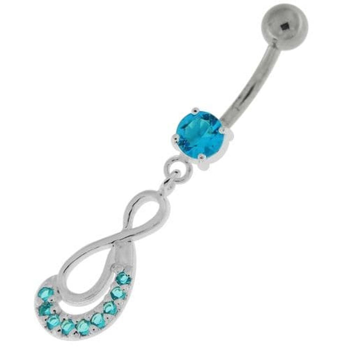 Crescent Nine Stones Jeweled Infinity Navel Belly Button Ring