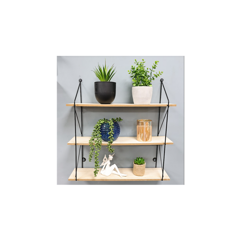 SHLEDECOR 3 Tier Floating Shelf Wall Shelves for Bedroom Wall Mounted Bookcase Hanging Shelves Bookshelf Book Shelves for Living Room Display Wooden Shelving Unit BLACK Metal Wire