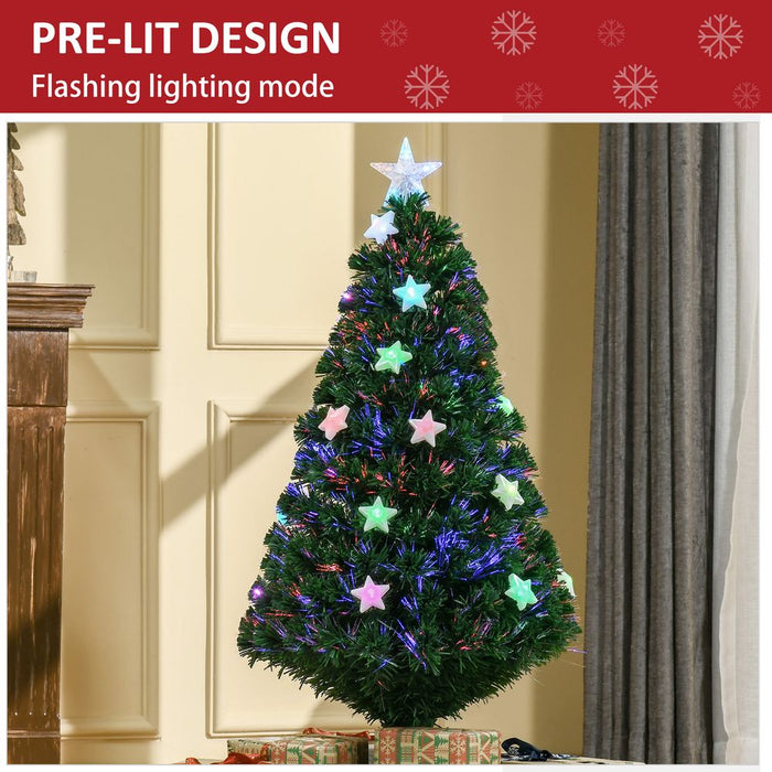 4FT Prelit Artificial Christmas Tree Fibre Star Xmas LED Light Indoor Green