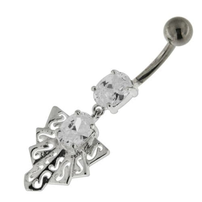 925 Sterling Silver Twin Jeweled chandelier Belly Button Ring