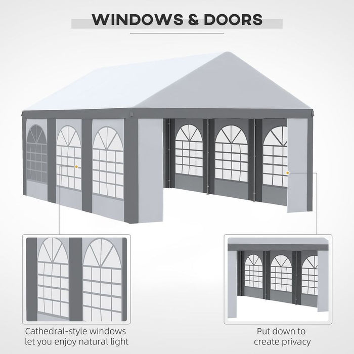 Premium 6x4m Party Tent Marquee Gazebo with Sides, Windows, & Double Doors