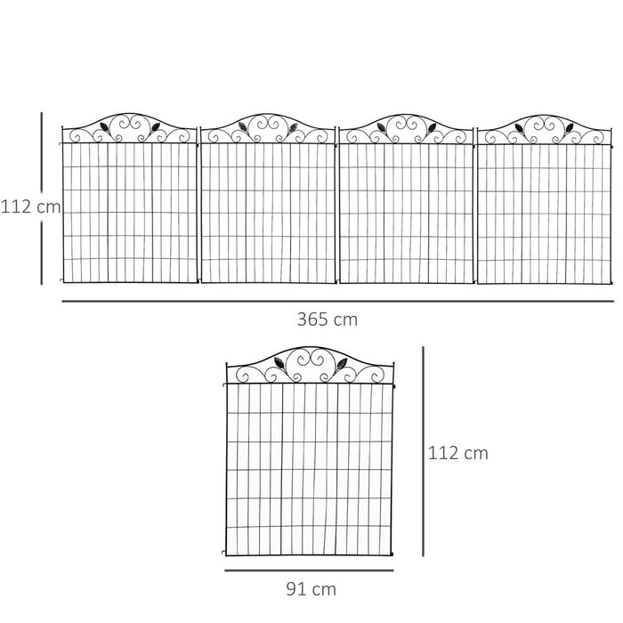 Garden Fence Panels - Steel Wire Border Edging - Outsunny - 4 Panels 44in x 12ft - Elegant & Practical